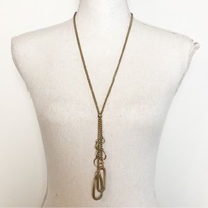 TALBOTS Boho Gold Tone Chain Link Long Tassel necklace